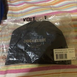 Zadig & Voltaire Black and Silver Leather Belt